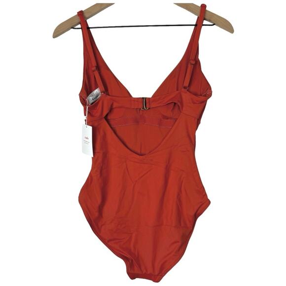 Andie Swim The Tahiti One Piece In Chili Pepper Open Back Deep V Size XS NEW - Picture 5 of 14